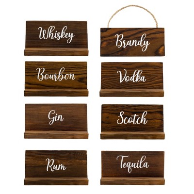 Rustic Wood Beverage Sign Set; Drinks Labels for Coffee Urns, Iced Beverage Dispensers, and Carafes