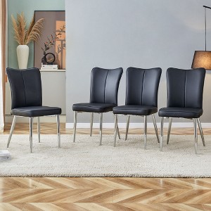 PAGED Modern Minimalist Dining Chairs PU Dining Room Chairs with Metal Legs and High-Density Sponge Seat Cushion for Kitchen - 1 of 4