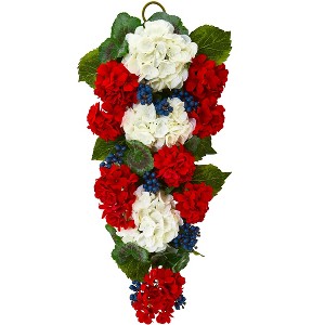 Nearly Natural 26-in Geranium and Blueberry Artificial Teardrop - 1 of 1