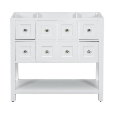 NicBex 35.6" Bathroom Storage Cabinet without Sink, Morden Bathroom Vanity, 4 Drawers, 1 Cabinet and 1 Open Storage Shelf for Bathroom