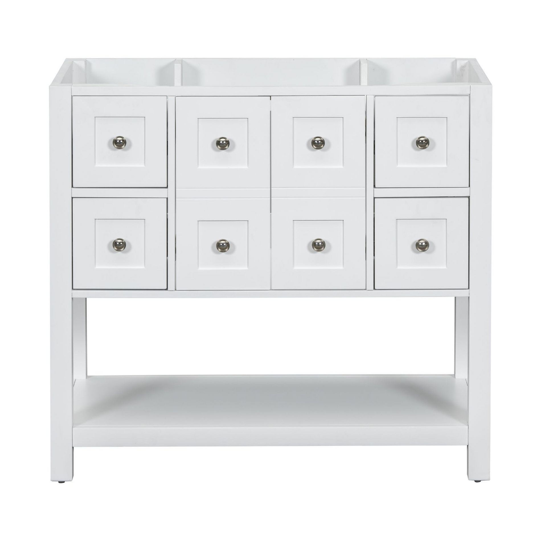 NicBex 35.6" Bathroom Storage Cabinet without Sink, Morden Bathroom Vanity, 4 Drawers, 1 Cabinet and 1 Open Storage Shelf for Bathroom, White