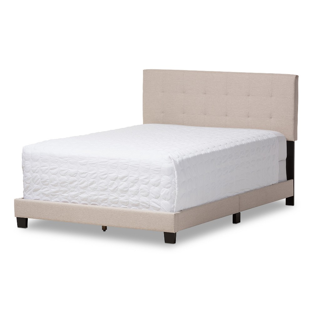 Photos - Bed Baxton Studio Queen Brookfield Modern and Contemporary Fabric Upholstered Grid Tufting  Beige: MDF Frame, Polyester Fill,