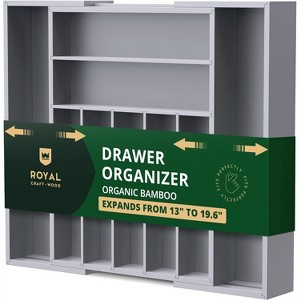 Expandable Silverware Drawer Organizer 7-9 Slots - Bamboo Utensil Organizer 17.5 x 13.5 - 20 - Royal Craft Wood - 1 of 4