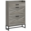 HOMCOM Slim Shoe Cabinet, Industrial Entryway Shoe Storage Cabinet with 2 Flip Drawers, Adjustable Shelves, Top Drawer for 12 Pairs - 4 of 4