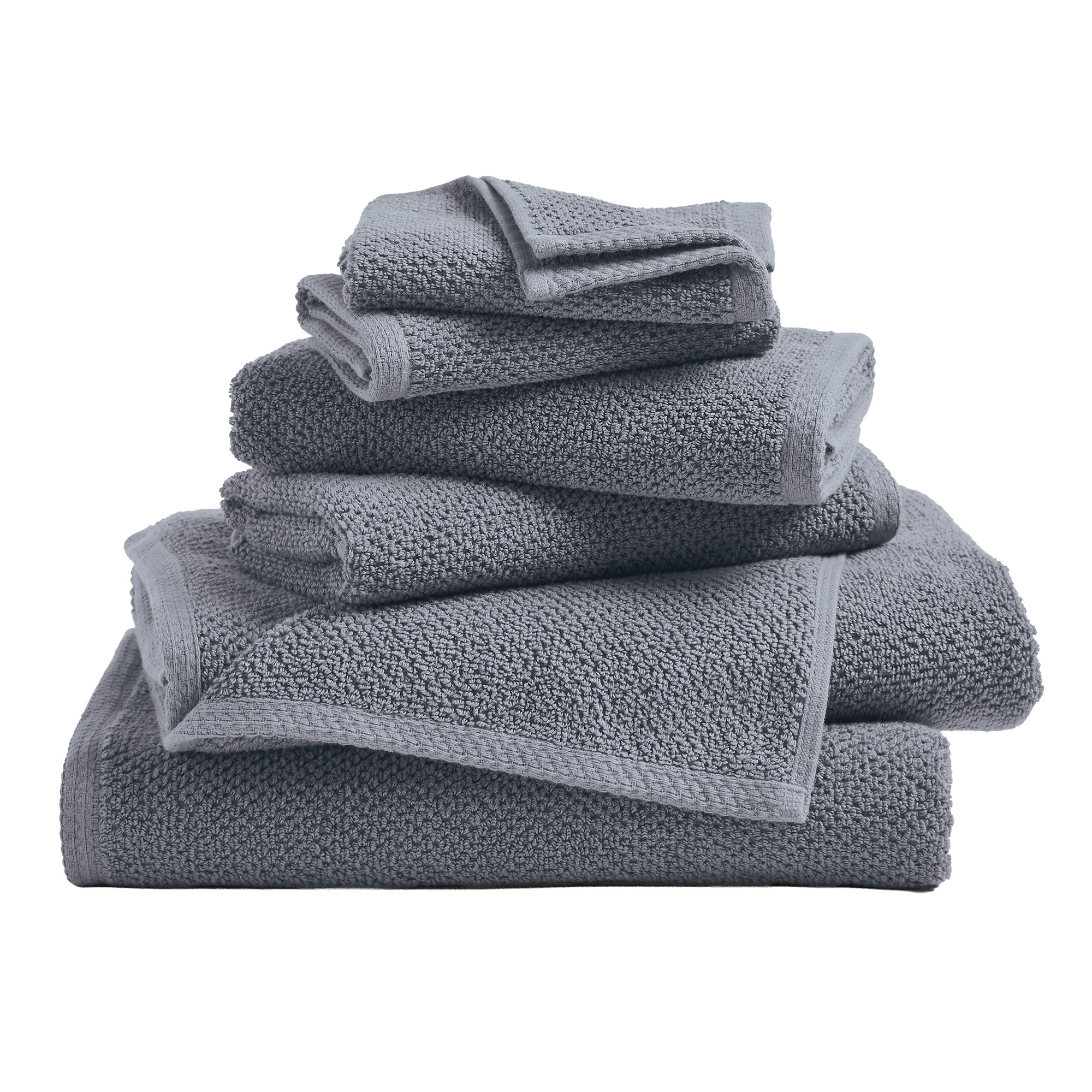 Cotton Quick Dry Loop Textured Bath Towel - Great Bay Home (Chambray Blue, 6-Piece Set)