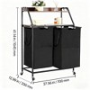 JANSNO 2-Tier Rolling Laundry Hamper with Wooden Tabletop, Metal Frame, Ladder Shelves & Oxford Bags - 3 of 4