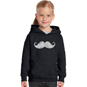 LA Pop Art Girl's Word Art Hooded Sweatshirt - WAYS TO STYLE A MOUSTACHE - 1 of 4