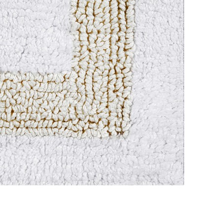 White and Ivory Cotton Tufted Reversible Bath Rug Set