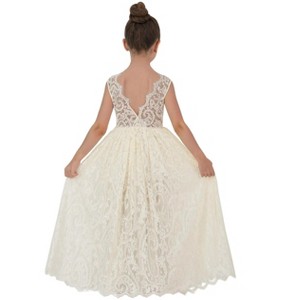 2Bunnies Paisley All-Over Lace V Back Sleeveless Maxi Flower Girl Dress - 1 of 4