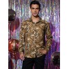 Lars Amadeus Men's Animal Print Button Down Long Sleeves Party Vintage Shirts - 2 of 4