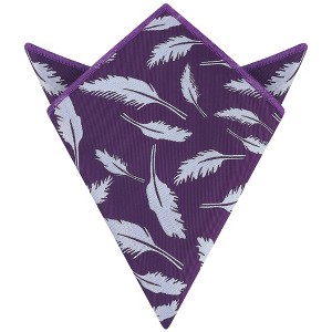 INSPIRE CHIC Men's Feather Pattern Pocket Square with Embroidered Edge - 1 of 4
