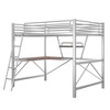 CAVINAS Full Size Loft Bed with Desk Modern Metal Bed Frame with Storage Shelf and Inclined Ladder for Bedroom, Silver - 3 of 4