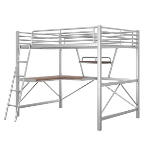 NicBex Metal Loft Bed with Built-in Desk and Shelf for Kids Teens Adults,Twin/Full - 1 of 4