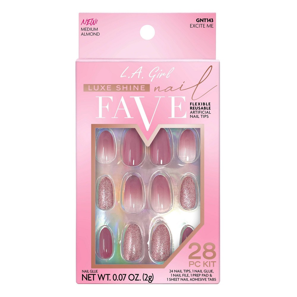 L.A. Girl 28pc Luxe Shine Fave Artificial Nail - Excite Me - 28pc