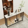 2 Tier Heavy Duty Console Table for Foyer, Black Frame Sofa Accent Table w/ Storage Shelve - 3 of 4