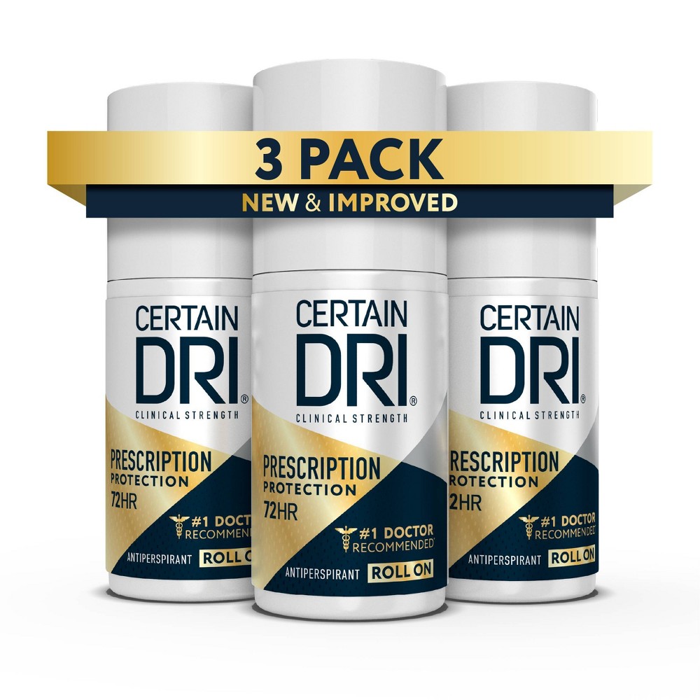 Certain Dri Prescription Strength Clinical Roll-On Antiperspirant - Unscented 1.2oz/3pk