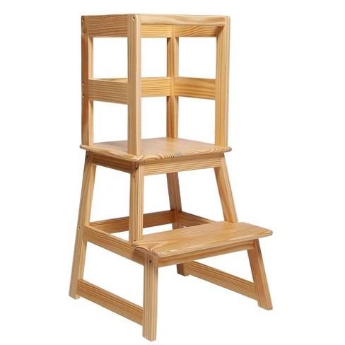 Sdadi Kids Kitchen Step Stool Holds Up To 150 Pounds With Safety Rail Wide Platform Design 4 Anti Slip Strips For 18 To 36 Months Old Natural Target