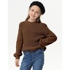 Girls Crewneck Knit Pullover Sweaters Long Lantern Sleeve Oversized Knit Cute Jumper Tops - 4 of 4