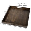 KINWELL Square Black Walnut Wood Serving Tray Ottoman Tray with Handles - 4 of 4