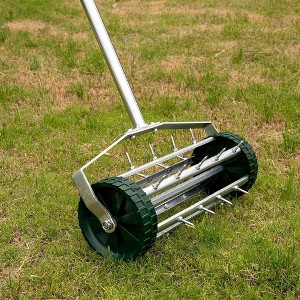 QingMoon Rolling Lawn Aerator, Rotary Push Tine Spike Soil Lawn Aerator with 3-Piece Long Steel Handle for Garden Yard Grass Maintenance - 1 of 4