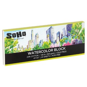SoHo Urban Artist Watercolor Blocks - 140lb 20 Sheets Cold Press, Professional, Sustainable, Acid-Free - 1 of 4