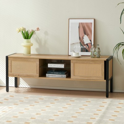 ACEPANO 54.33 in. W Rectangular Modern Coffee Table with Storage For Living Room-Natural