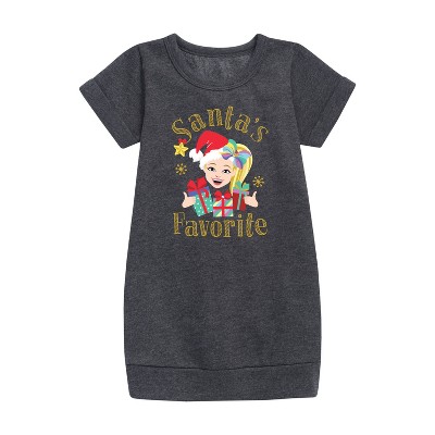 JoJo Siwa Santas Favorite Graphic Short Sleeve Fleece Dress - Heather Charcoal - 2T