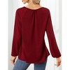 Womens Casual Tops Round Neck Button Lantern Sleeve Asymmetric Ruffle Top - 2 of 4