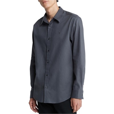 Calvin Klein Mens Regular Fit Solid Flannel Button Up Shirt