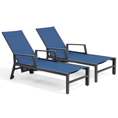 Crestlive Products Chaise Lounge Chair Outdoor Set of 2 Adjustable 4 Positions Pool Tanning Recliner Outdoor Lounge Furniture