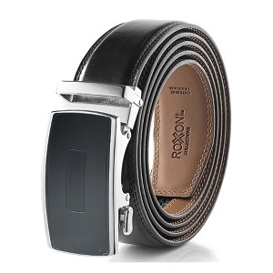 Roxoni Men's Genuine Leather Ratchet Dress Belt with Automatic Double Gloss Buckle, Enclosed in an Elegant Gift Box - 1 of 4