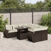 vidaXL Patio Sofa Set with Cushions Outdoor Furniture 9 Piece Poly Rattan - Brown and cream without storage - 2 of 4