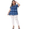 Agnes Orinda Women's Plus Size Tie Dye Short Sleeve Casual Round Neck Pleated Summer Blouse - 2 of 3