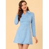 INSPIRE CHIC Women's Regular Fit Faux Suede Lapel Neck Long Sleeve Elegant A-Line Mini Dress - 4 of 4