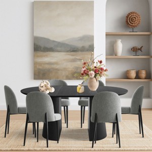 7 Piece Dining Set for 6,Black Extendable Dining Table with 6 Upholstered Armless Dining Chairs for Dining Room,Kitchen-Maison Boucle - 1 of 4
