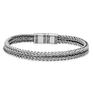 Steeltime Men's stainless stseel wheat chain bracelet. Color Options: Silver, Gold, Black - 1 of 4