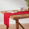 72" x 14" Cotton Checked Textured Table Runner Red - Threshold™: Traditional Fall Decor, Machine Washable, OEKO-TEX Certified - 2 of 3