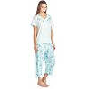 Casual Nights Women's Pointelle Short Sleeve Floral Capri Pajama Set - 2 of 4