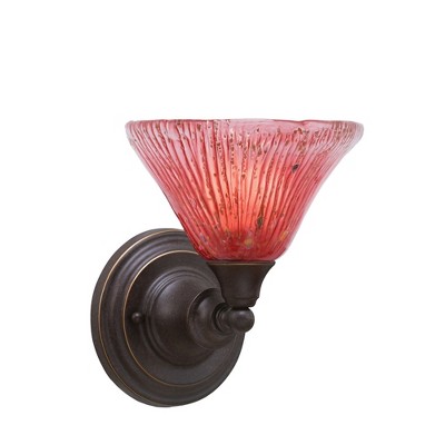Toltec Lighting Any 1 - Light Sconce in  Dark Granite with 7" Raspberry Crystal Shade
