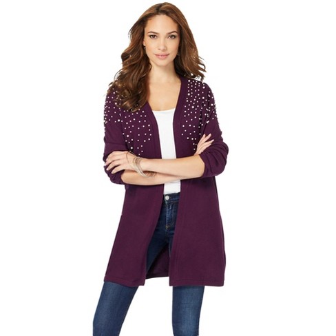 Roaman's Women's Plus Size Embellished Cardigan : Target