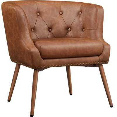 Yaheetech Tufted Faux Leather Barrel Accent Chair With Metal Legs Target   GUEST F0124e76 403b 4e62 8f31 8afa695251ae