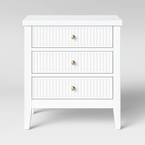 Wrentham Beadboard Farmhouse 3 Drawer Nightstand White - Threshold™: Chic Bedside Table, Elegant Metal Knobs, Sturdy Wood Construction - 1 of 4