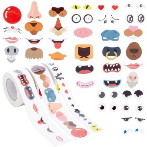 Okuna Outpost 1500-Pack Assorted Face Stickers Roll for Kids Party Favors (3 Rolls) - 1 of 4