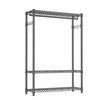 AZL1 Life Concept Garment Rack Durable Heavy Duty Freestanding 3 Tiers with 1 Rod Side Hooks Adjustable for Bedroom Closet, Gray, 45.7"*16.6"*4.6" - 3 of 4