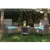 Barton 3PCS Outdoor Patio Set 2 Seating Group with Square Table, Aqua/Brown - 2 of 4