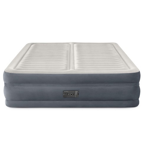 Intex 64953E Deluxe Dual Zone 22 Inch King Sized Air Mattress Fiber Tech  Construction for Added Comfort and Support with Built In Air Pump