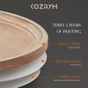 COZAYH Round Rustic Coffee Table Wood Tray Top Accent Centerpiece Storage, White - 4 of 4