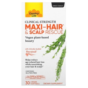 Country Life Maxi-Hair & Scalp Rescue, Clinical Strength, 30 Vegan Softgels - 1 of 3