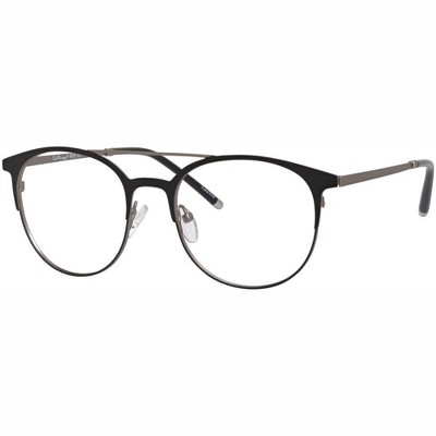 Ernest Hemingway H4810 Unisex Round Frame Eyeglasses in Satin Black/Silver 52 mm