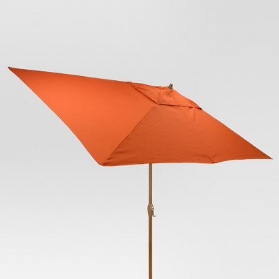 10' x 6' Rectangular Umbrella - Coral - Medium Wood Finish - Threshold™